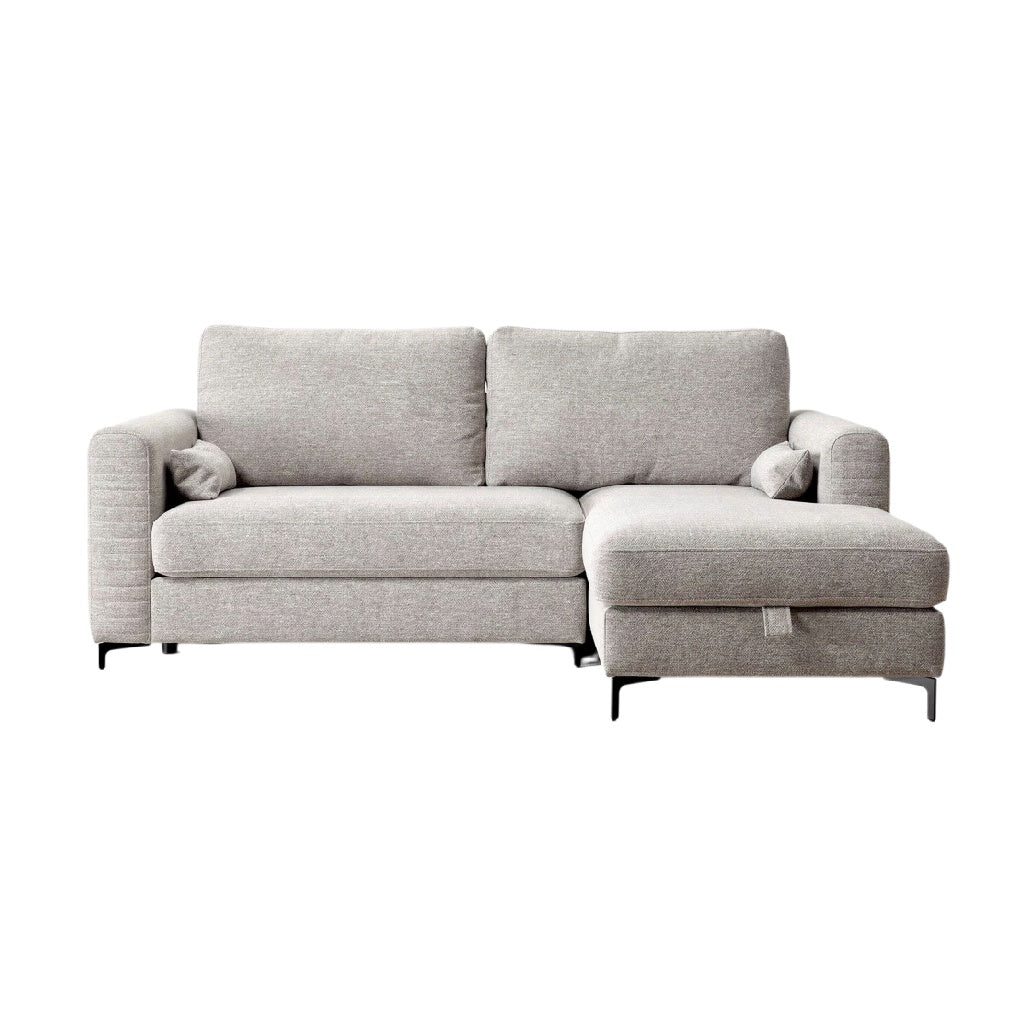 **Sofa z funkcją spania i podłokietnikami - Szary, nowoczesny design**
