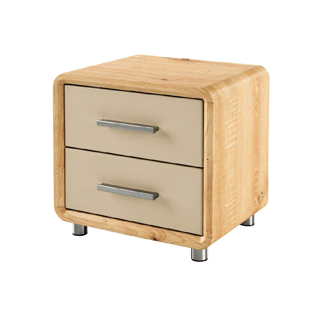 **Szafka nocna z drewna, 2 szuflady, nowoczesny design**
